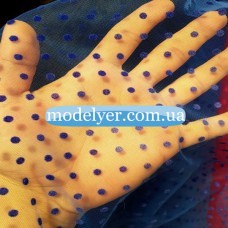 Ткань Сетка флок горох (электрик)